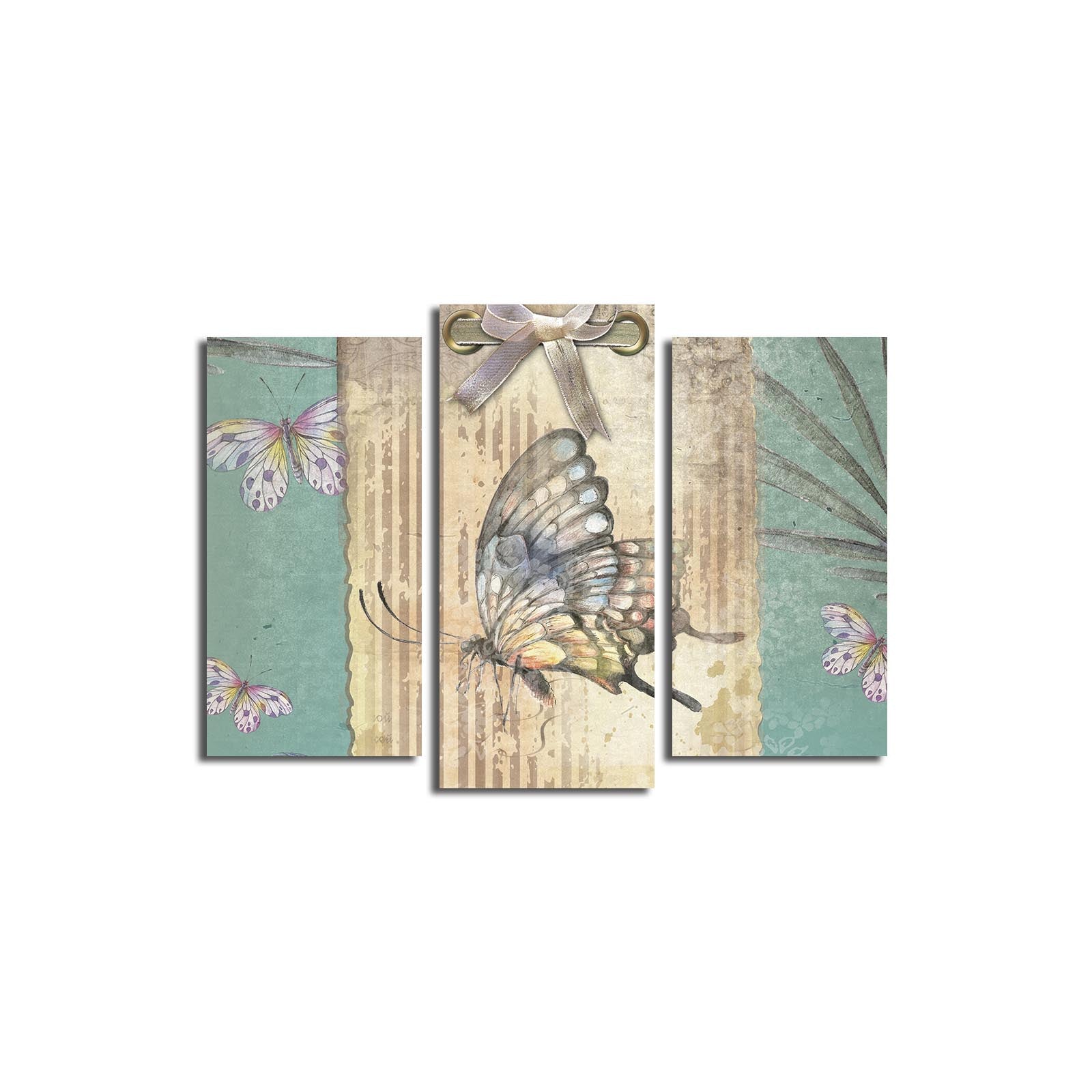 Conjunto de Telas Decorativas 3 Peças Multicolor – Tela Suede 100% e Moldura de Madeira (45 x 66 cm)