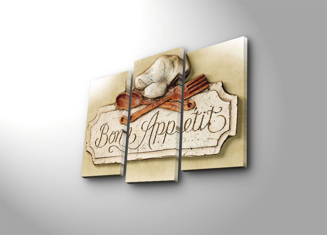 Quadro Decorativo em Tela 3 Peças Multicolor 3PATK-35 – Tela 100% Suede, Moldura de Madeira 3 cm, 45x66 cm