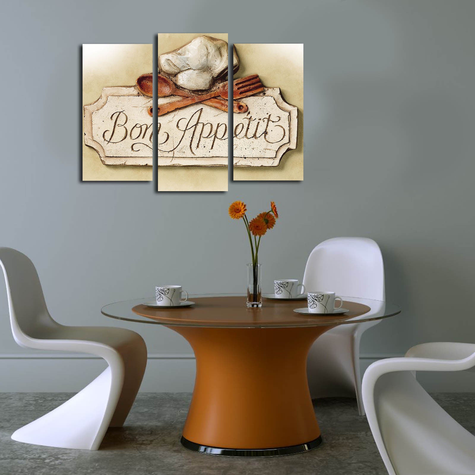 Quadro Decorativo em Tela 3 Peças Multicolor 3PATK-35 – Tela 100% Suede, Moldura de Madeira 3 cm, 45x66 cm