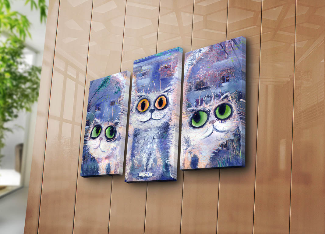 Quadro Decorativo em Tela 3 Peças Multicolor 3PATK-36 – Suede 100% com Moldura de Madeira, Tamanho Total 45 x 66 cm