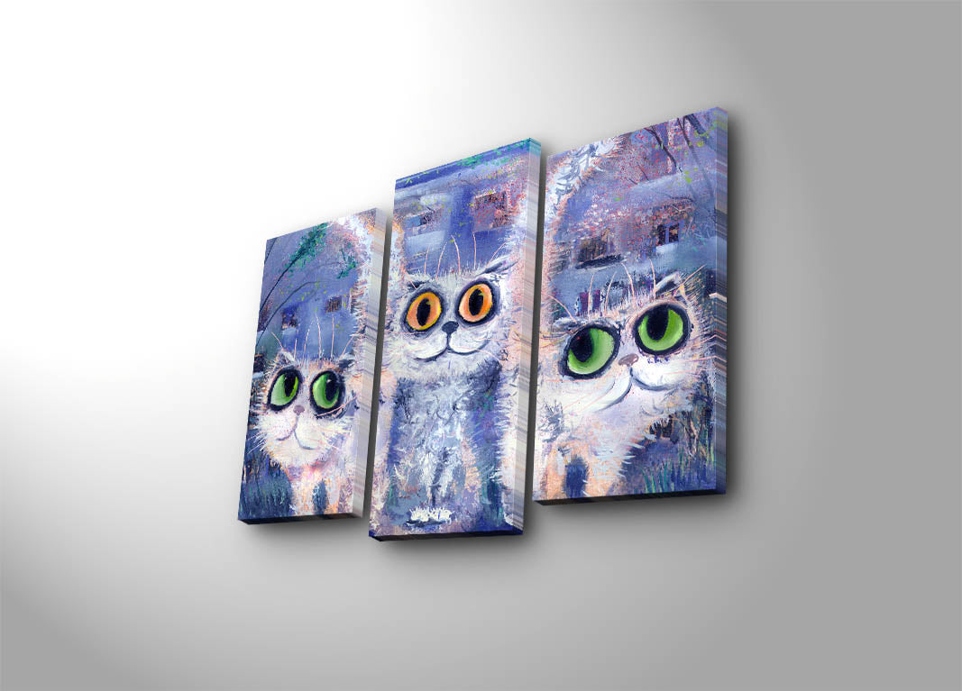 Quadro Decorativo em Tela 3 Peças Multicolor 3PATK-36 – Suede 100% com Moldura de Madeira, Tamanho Total 45 x 66 cm