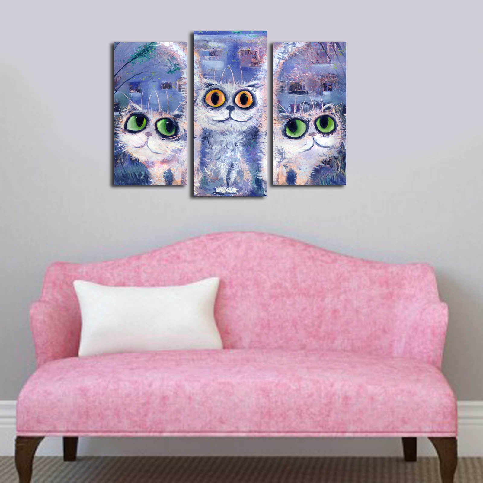 Quadro Decorativo em Tela 3 Peças Multicolor 3PATK-36 – Suede 100% com Moldura de Madeira, Tamanho Total 45 x 66 cm