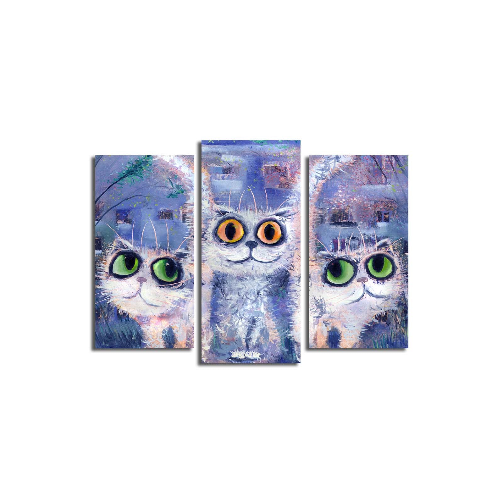 Quadro Decorativo em Tela 3 Peças Multicolor 3PATK-36 – Suede 100% com Moldura de Madeira, Tamanho Total 45 x 66 cm