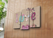 Quadro Decorativo em Tela (3 Peças) Multicolor 3PATK-37 – Suede 100%, Moldura de Madeira 3 cm, Tamanho Total 45 x 66 cm