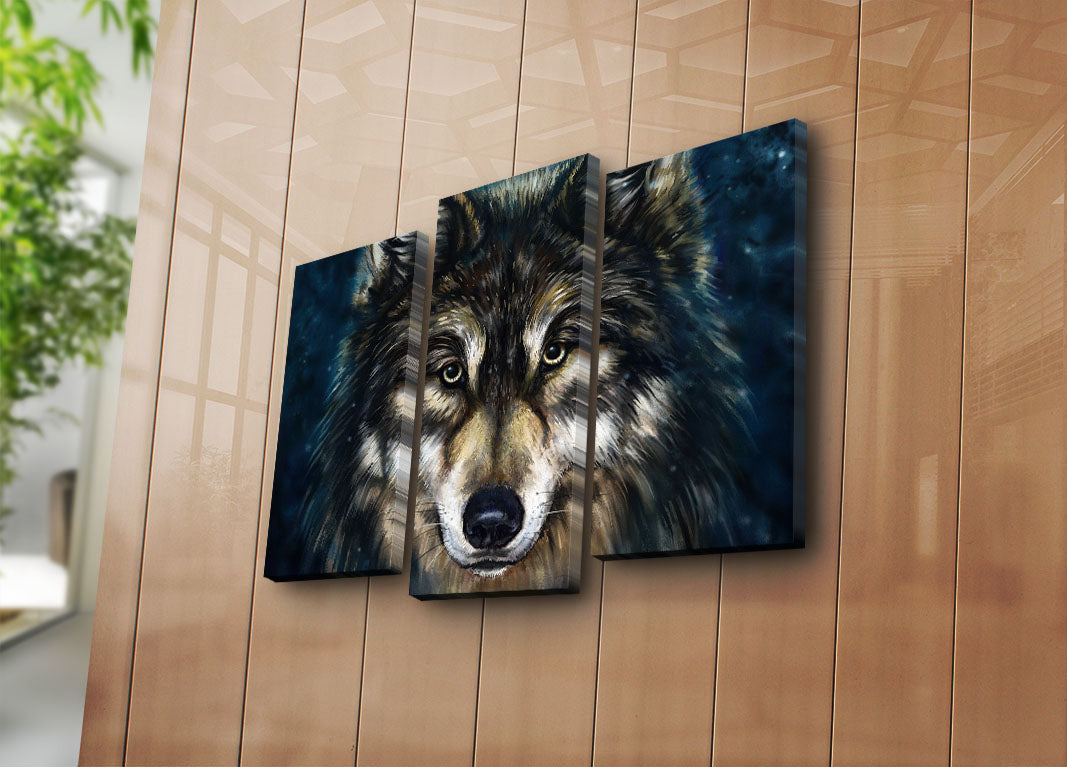 Tríptico Tela Decorativa Multicolor em Camurça com Moldura de Madeira, 45 x 66 cm (3PATK-38)