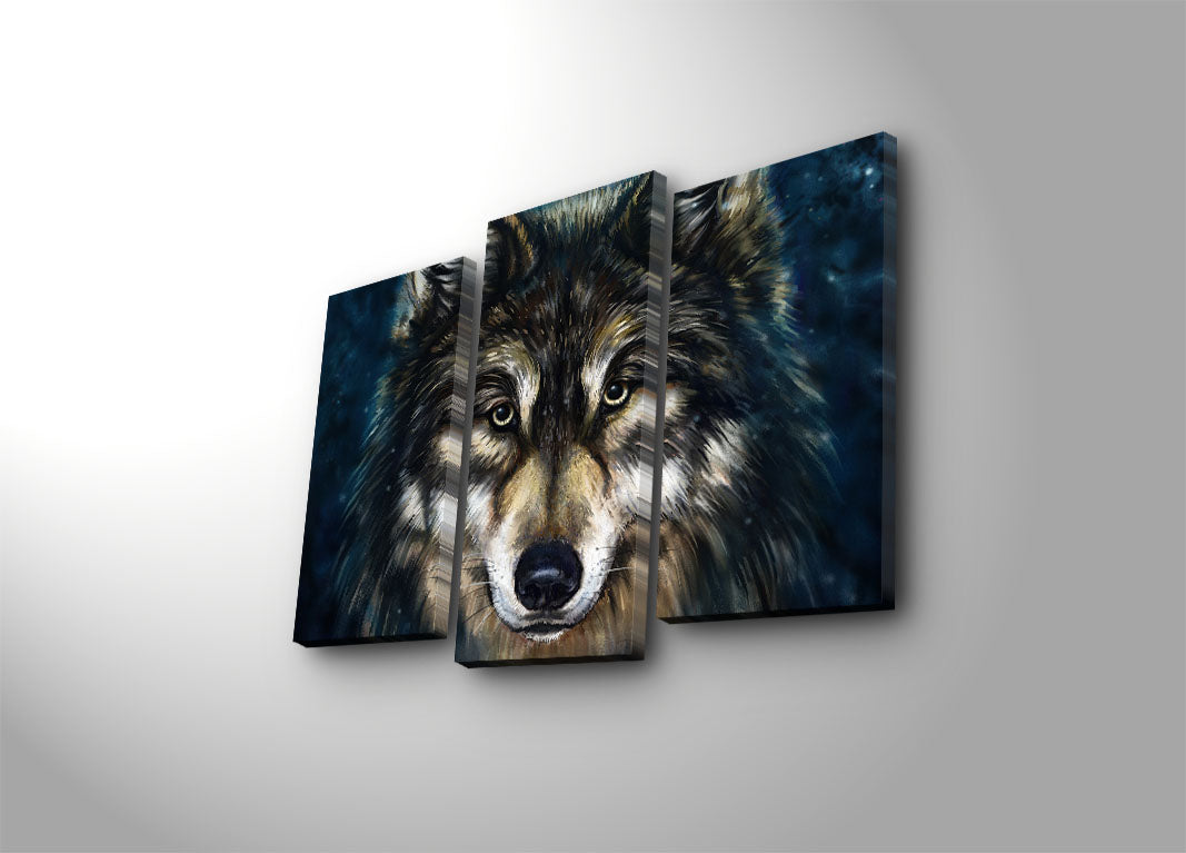 Tríptico Tela Decorativa Multicolor em Camurça com Moldura de Madeira, 45 x 66 cm (3PATK-38)