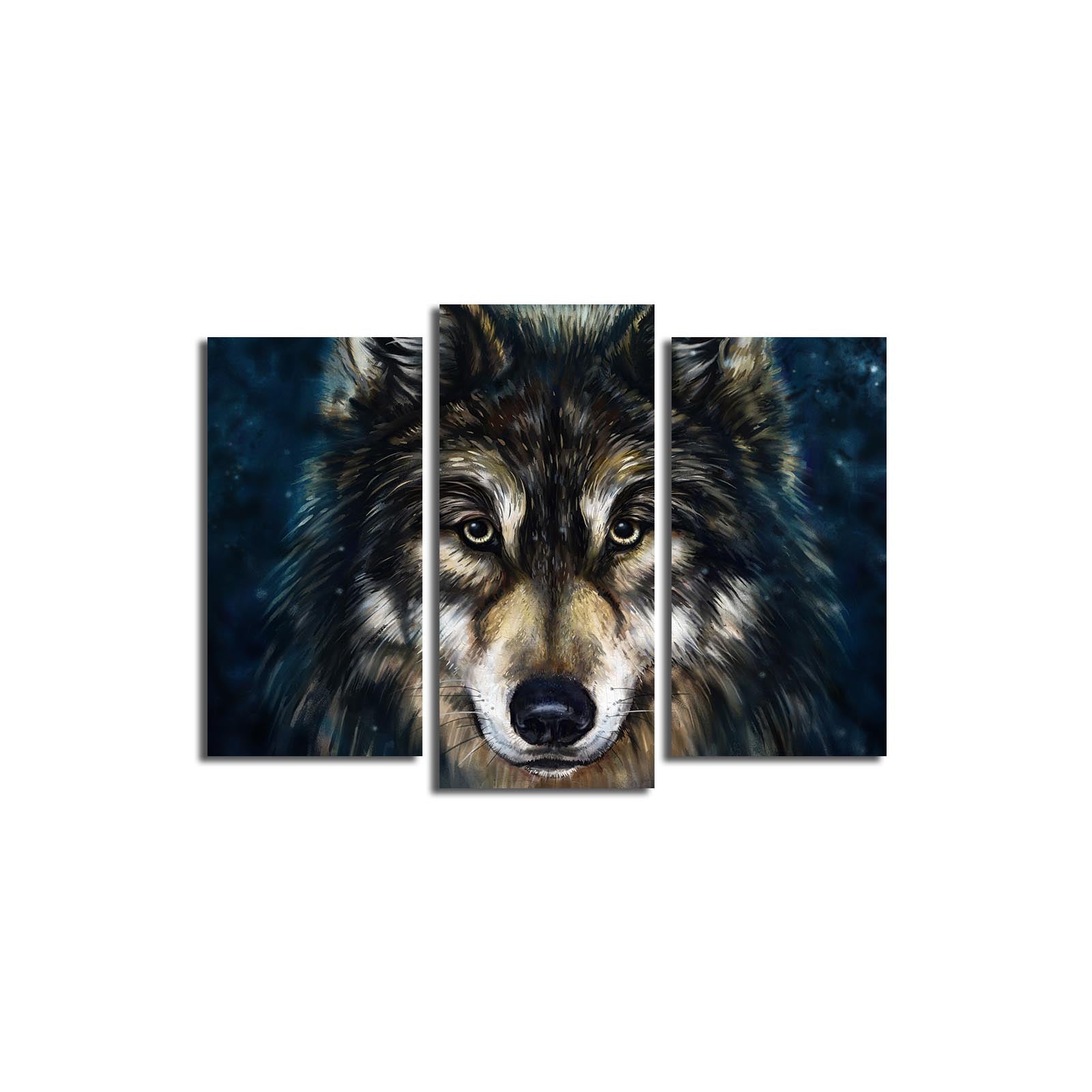 Tríptico Tela Decorativa Multicolor em Camurça com Moldura de Madeira, 45 x 66 cm (3PATK-38)