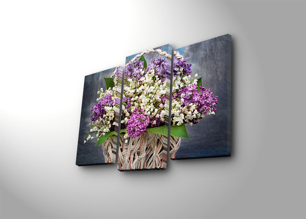 Tríptico em Tela Suede 100% Multicolor com Moldura de Madeira – 45 x 66 cm