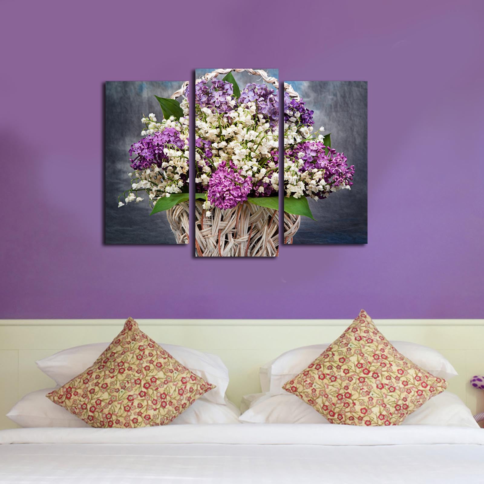 Tríptico em Tela Suede 100% Multicolor com Moldura de Madeira – 45 x 66 cm