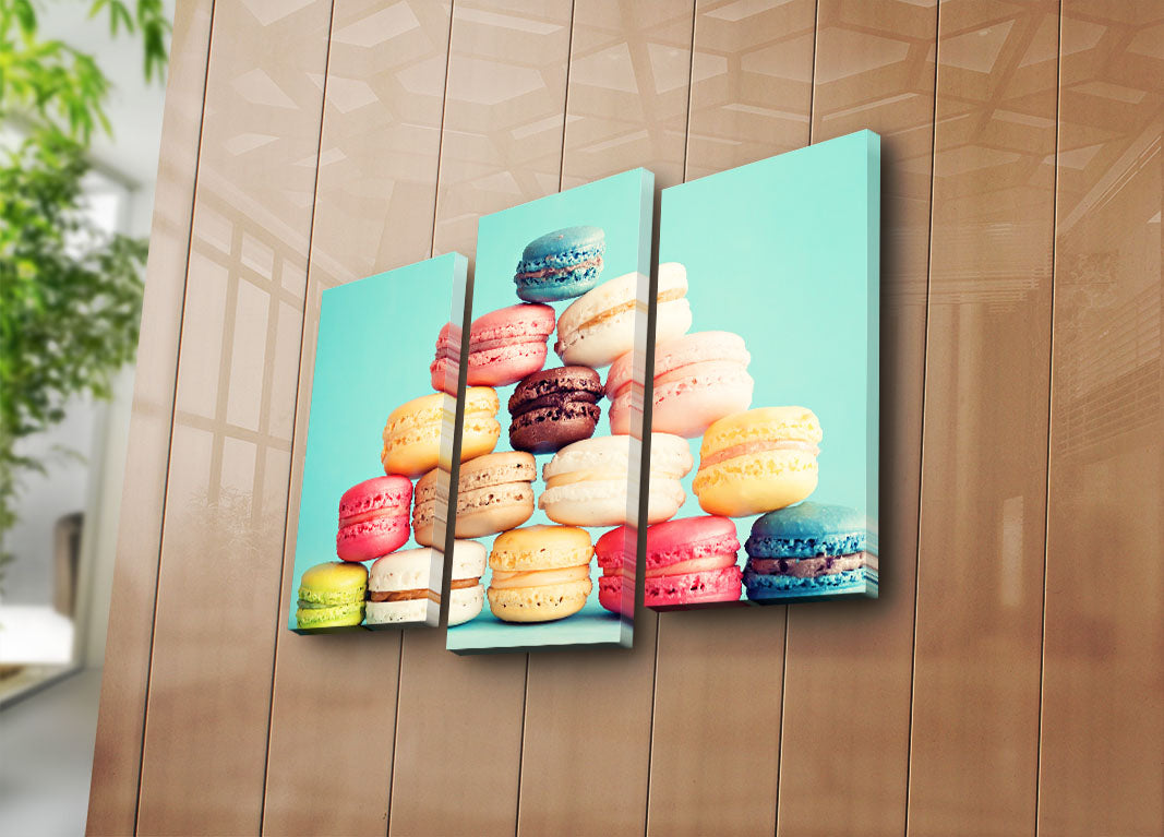 Quadro Decorativo Tríptico Multicolor em Tela Suede 100% com Moldura de Madeira (3PATK-41) – 3 Peças, 45 x 66 cm