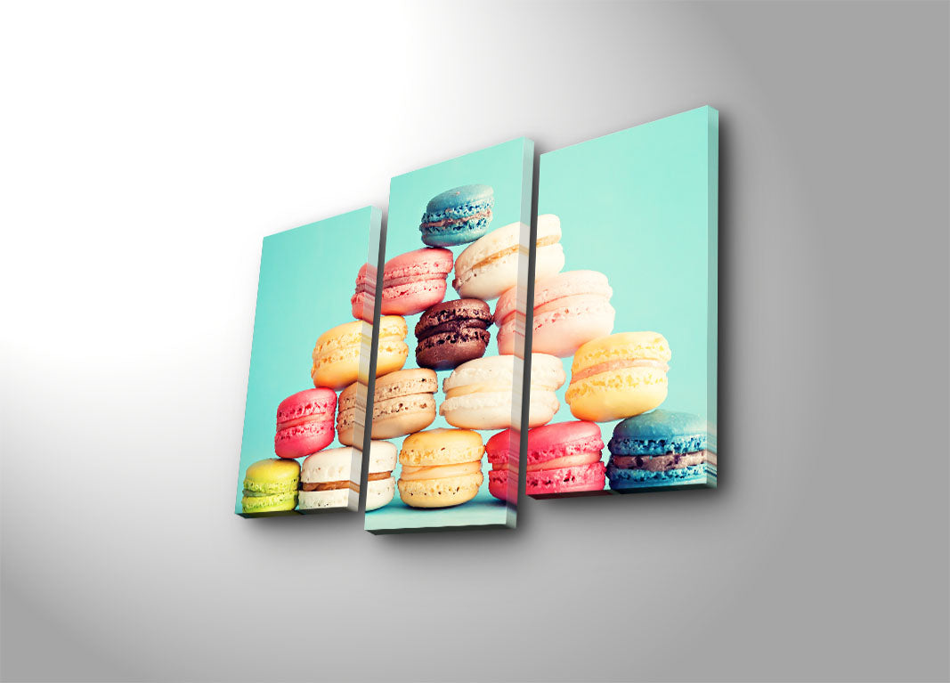 Quadro Decorativo Tríptico Multicolor em Tela Suede 100% com Moldura de Madeira (3PATK-41) – 3 Peças, 45 x 66 cm