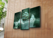 Tela Decorativa Tripla 3PATK-43 (Multicolor) – 3 Peças, Camurça 100%, Moldura de Madeira 3 cm, Tamanho Total 45x66 cm