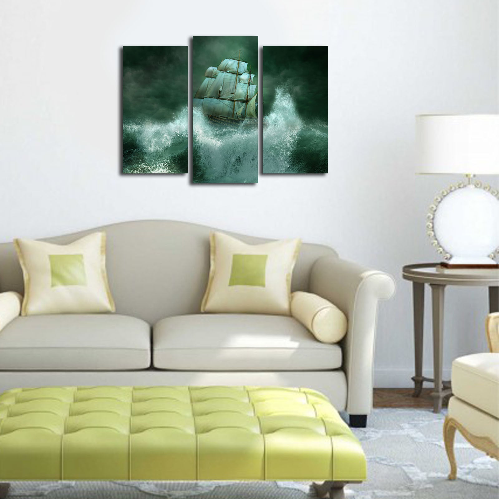 Tela Decorativa Tripla 3PATK-43 (Multicolor) – 3 Peças, Camurça 100%, Moldura de Madeira 3 cm, Tamanho Total 45x66 cm