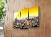 Quadro Decorativo em Tela (Conjunto 3 Peças) Multicolor 3PATK-44 – Suede 100% com Moldura de Madeira 3 cm – Tamanhos 20x39 (2) + 20x45 (1) – Total 45x66 cm