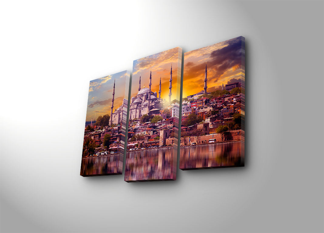 Quadro Decorativo em Tela Suede Multicolor (3 Peças) 45 x 66 cm | 3PATK-45