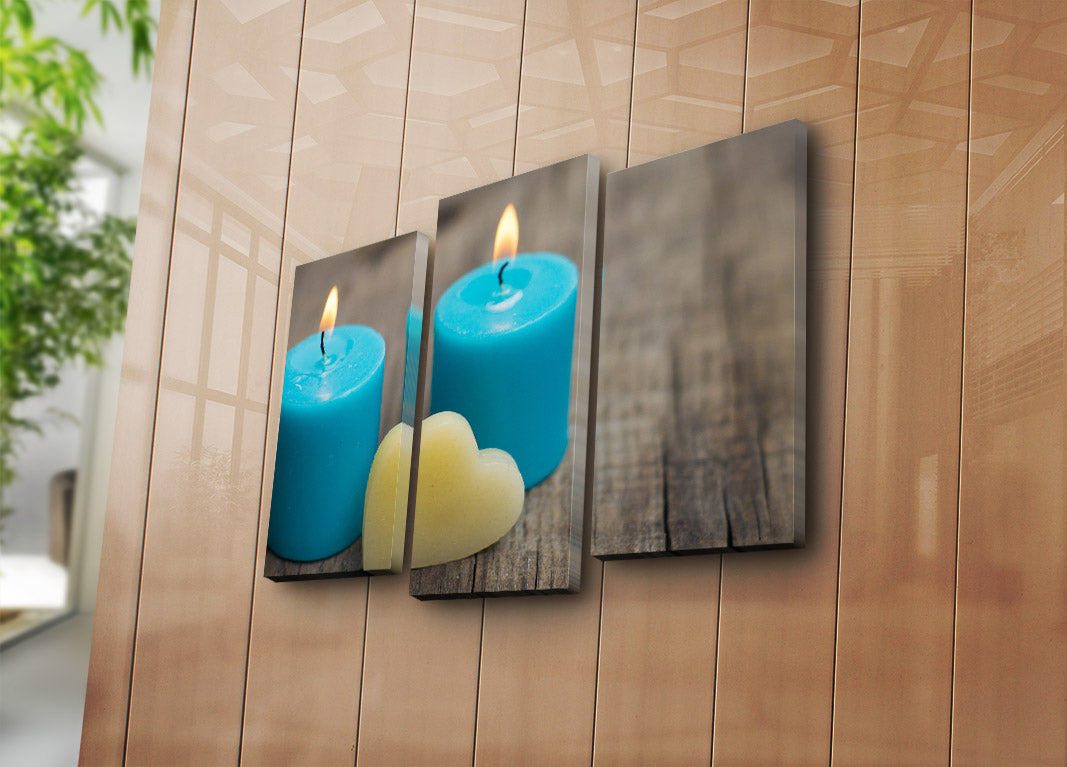 Tela Decorativa Multicolor 3 Peças 3PATK-46 — Suede Premium, Moldura de Madeira 3 cm, 45x66 cm