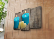 Tela Decorativa Multicolor 3 Peças 3PATK-46 — Suede Premium, Moldura de Madeira 3 cm, 45x66 cm