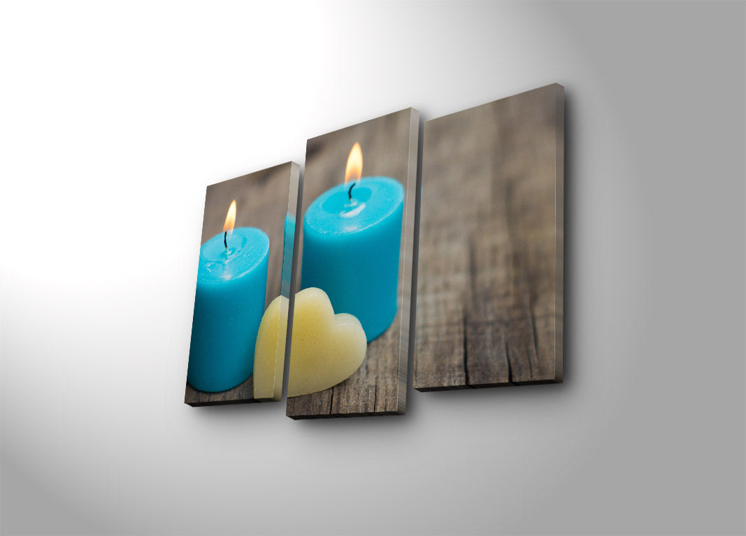 Tela Decorativa Multicolor 3 Peças 3PATK-46 — Suede Premium, Moldura de Madeira 3 cm, 45x66 cm