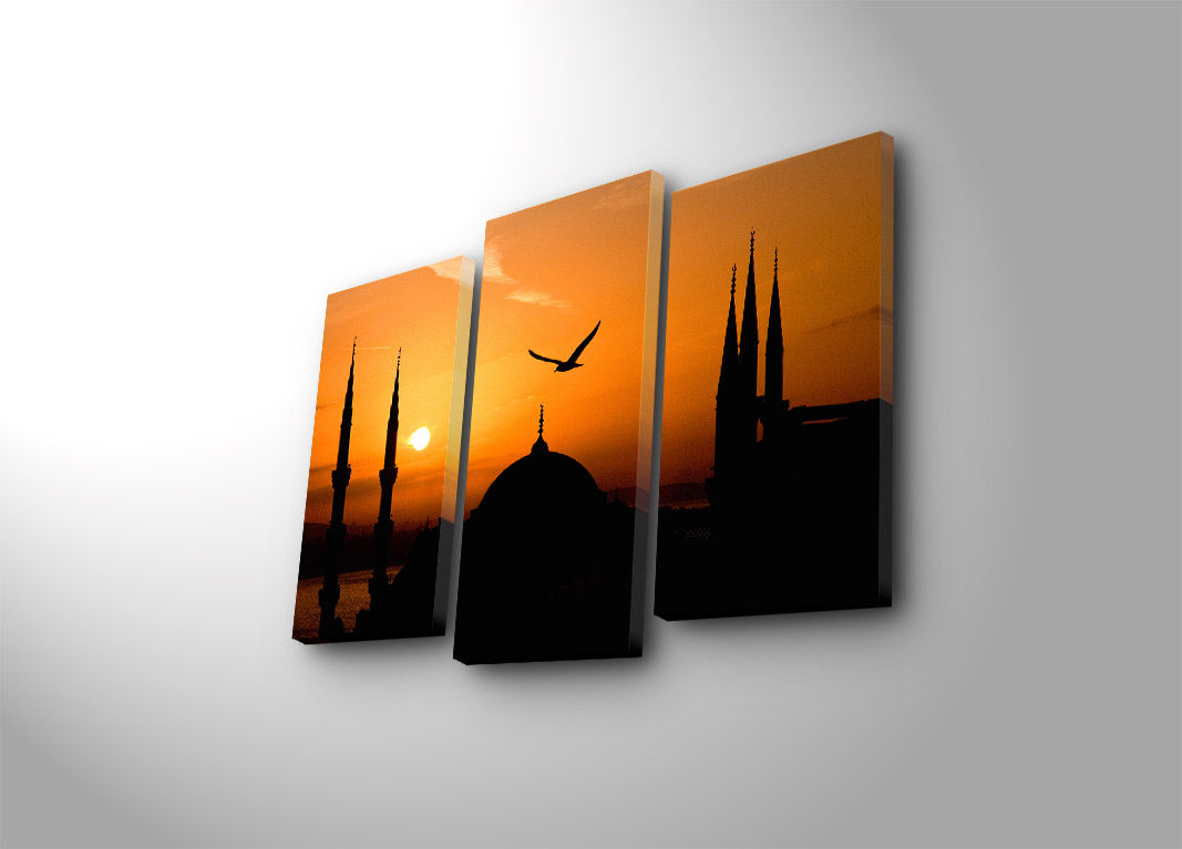 Quadro Decorativo em Tela (3 Peças) Multicolor | 100% Camurça | Moldura de Madeira 3 cm | 20x39 cm (2) + 20x45 cm (1) | Total 45x66 cm | 3PATK-47