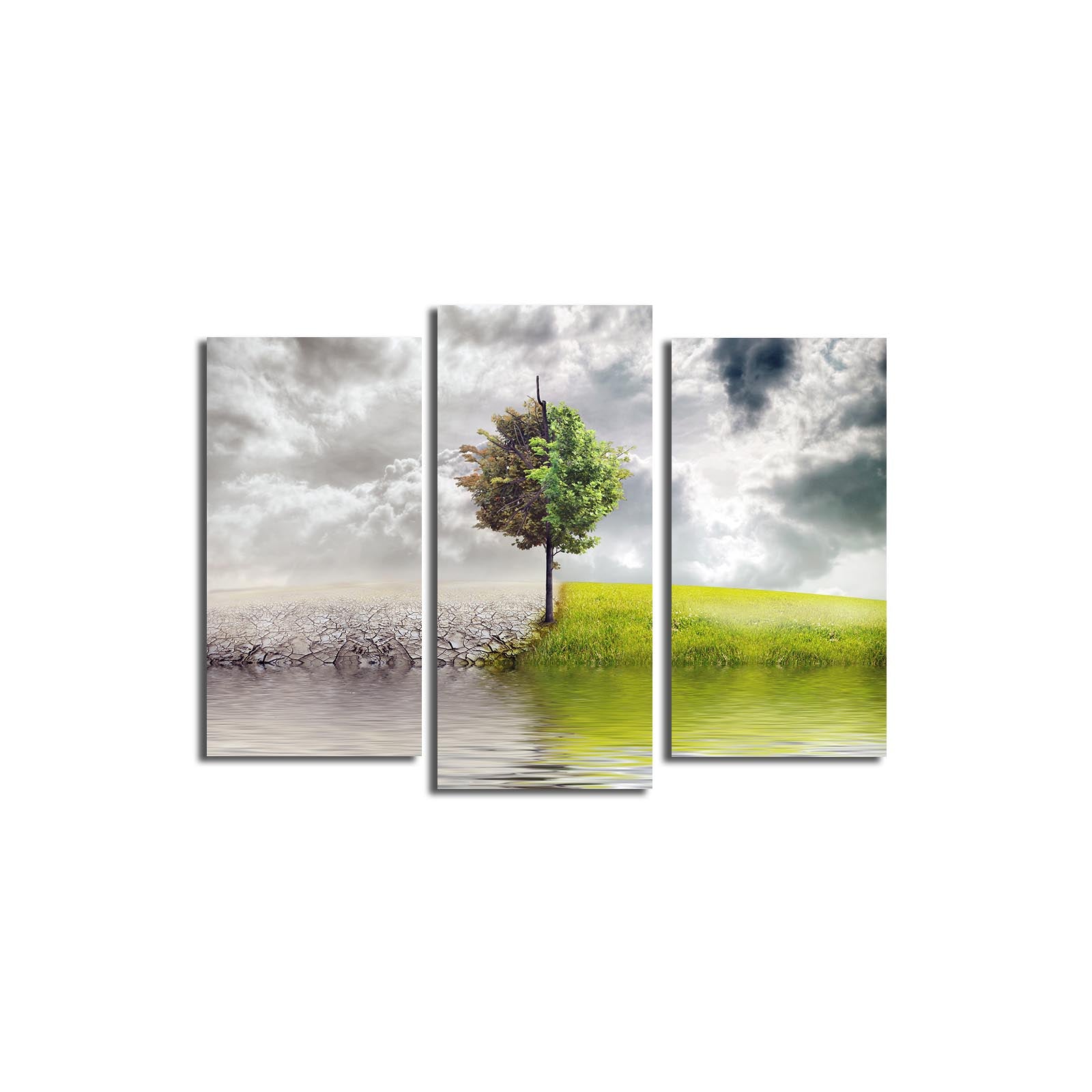 Quadro Decorativo Tríptico 3PATK-48 Multicolor – 3 Peças em Tela de Camurça 100% com Moldura de Madeira, 45 x 66 cm