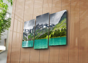 Quadro Decorativo em Tela 3PATK-50 — Conjunto 3 Peças Multicolor, Suede 100%, Moldura de Madeira (45 x 66 cm)