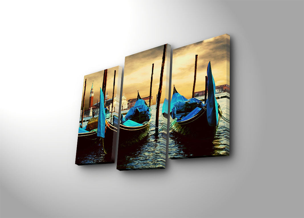 Quadro Tripartido em Tela Suede Multicolor com Moldura de Madeira – 45 x 66 cm (3 Peças)