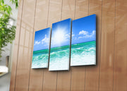 Tríptico Decorativo Multicolor em Tela Camurça 100% com Moldura de Madeira (3 cm)