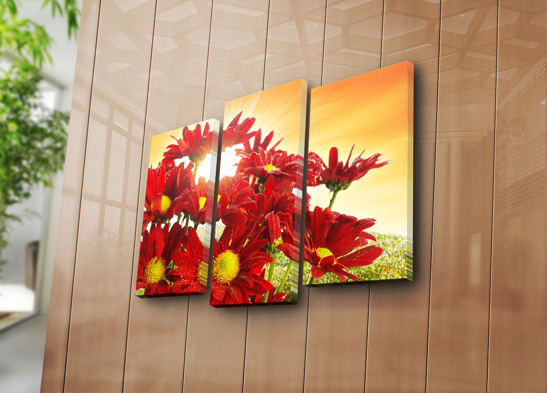 Quadro Decorativo em Tela Suede 100% Multicolor (Conjunto 3 Peças) 45x66 cm com Moldura de Madeira 3 cm – 3PATK-56