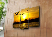 Tríptico Decorativo 3 Peças em Tela Suede 100% Multicolorido com Moldura de Madeira (45 x 66 cm)