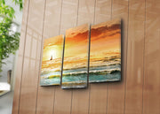 Tela Decorativa Multicolor 3 Peças 3PATK-58 — Suede 100% com Moldura de Madeira, Total 45x66 cm