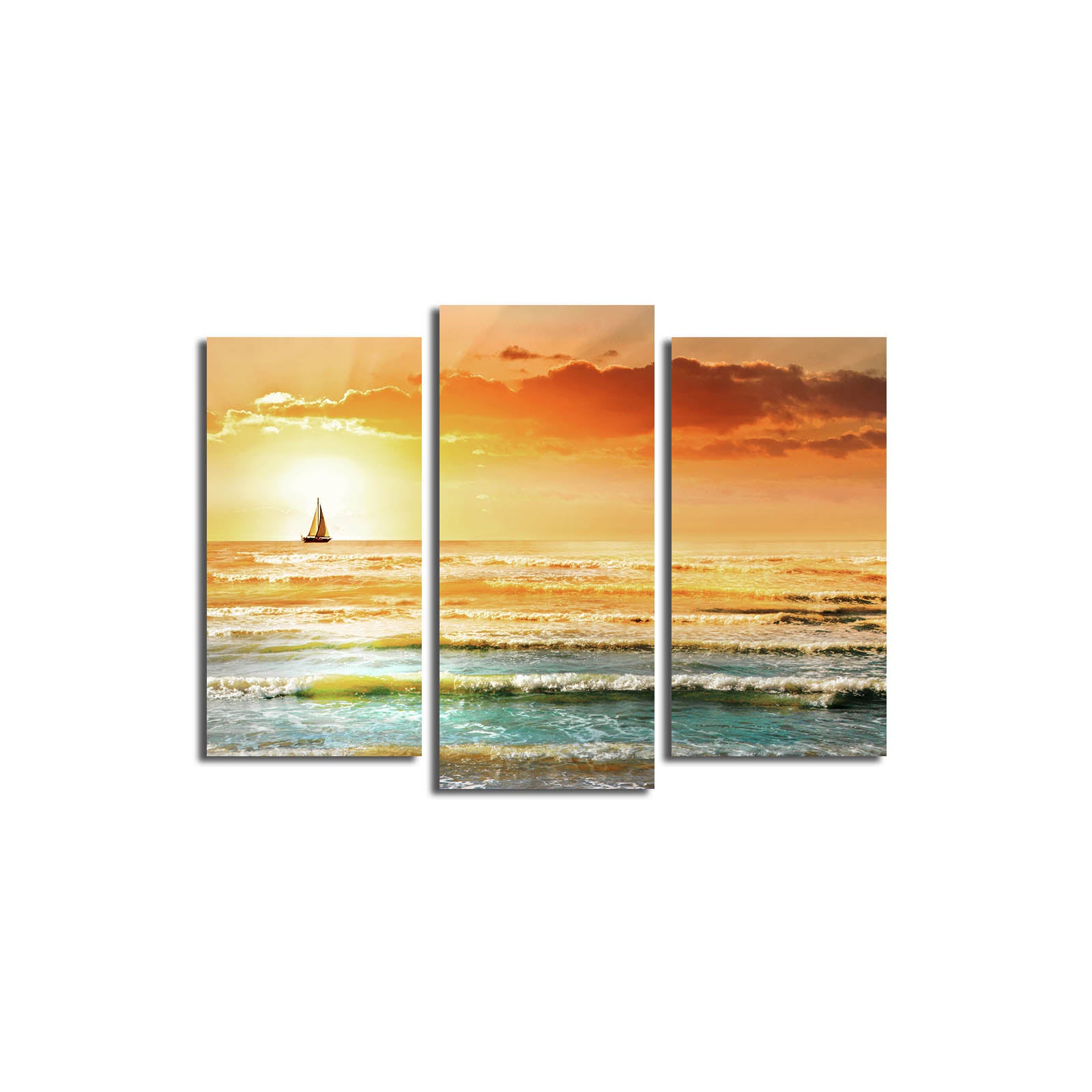 Tela Decorativa Multicolor 3 Peças 3PATK-58 — Suede 100% com Moldura de Madeira, Total 45x66 cm