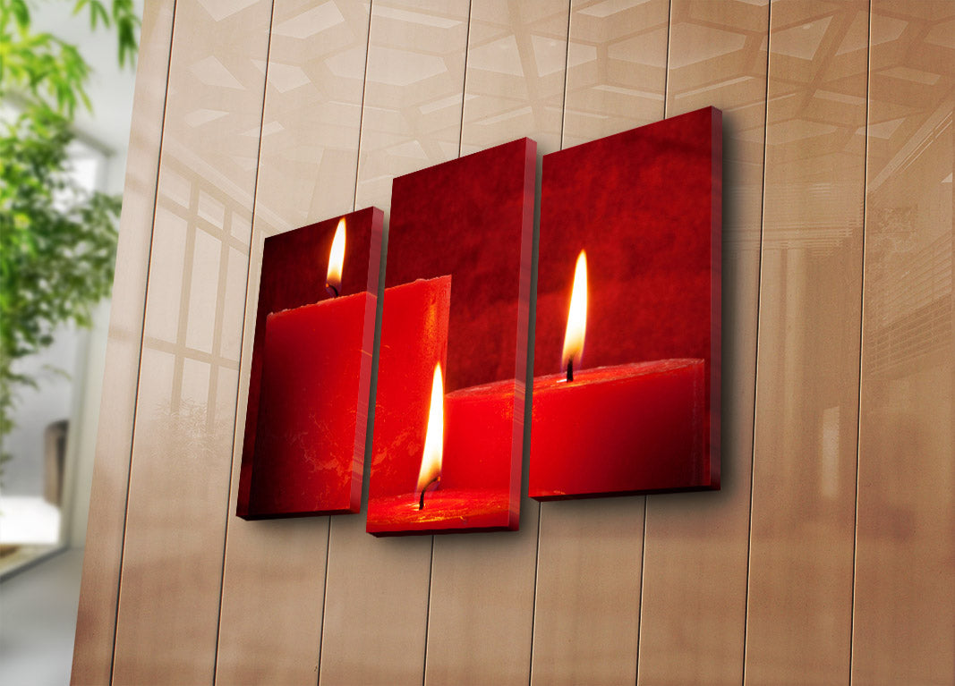 3PATK-59 — Conjunto de Telas Decorativas Multicolor (3 Peças), Suede 100%, Moldura em Madeira 3 cm, Tamanho Total 45 x 66 cm