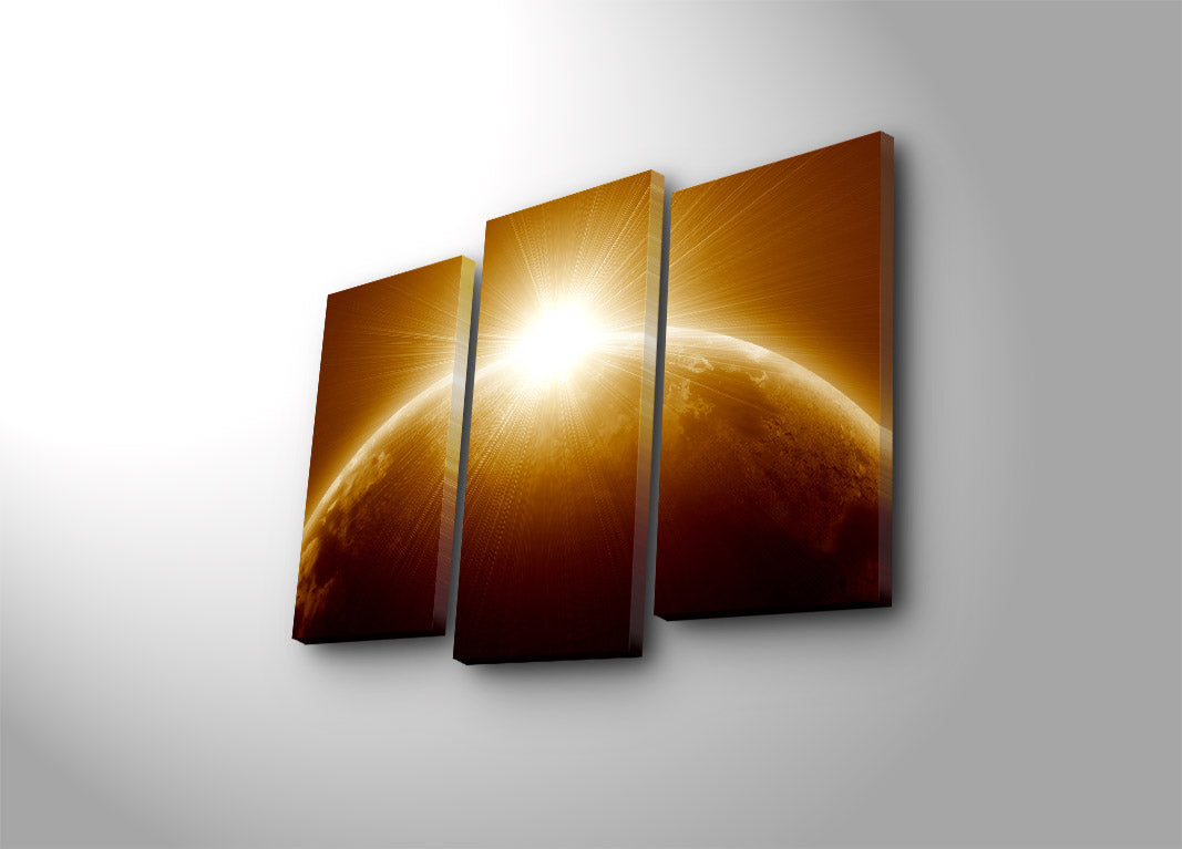 Quadro Decorativo em Tela (3 Peças) Multicolor 3PATK-60 – Suede 100%, Moldura de Madeira 3 cm, Total 45x66 cm