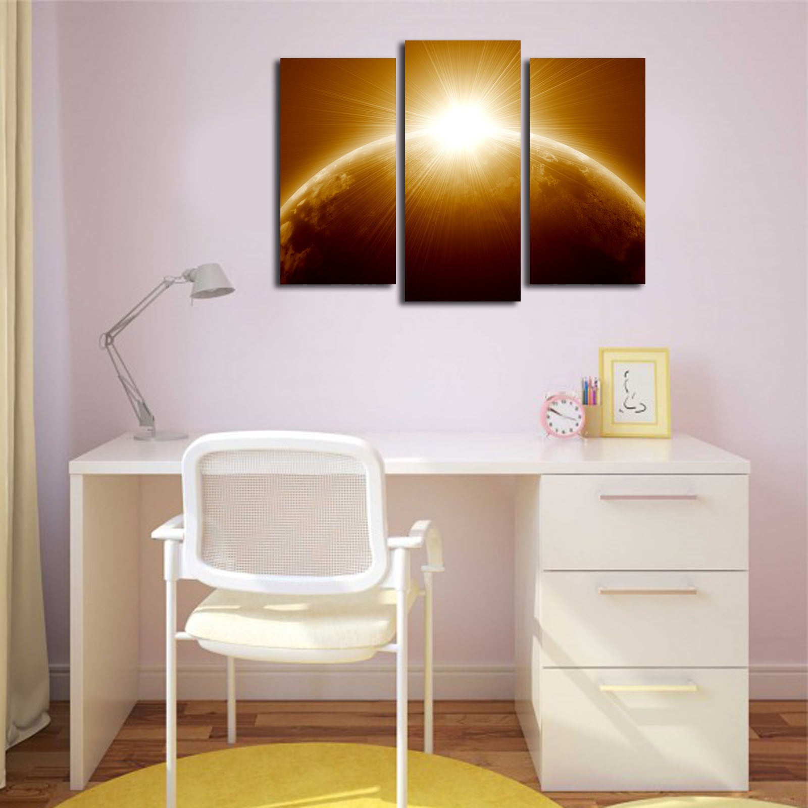 Quadro Decorativo em Tela (3 Peças) Multicolor 3PATK-60 – Suede 100%, Moldura de Madeira 3 cm, Total 45x66 cm