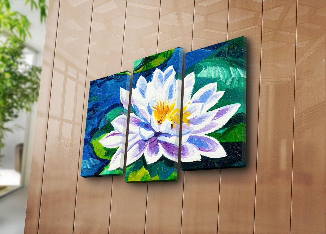 Quadro Decorativo em Tela Multicolor (Conjunto 3 Peças) — 100% Suede, Moldura de Madeira 3 cm, Tamanho Total 45 x 66 cm (Modelo 3PATK-61)