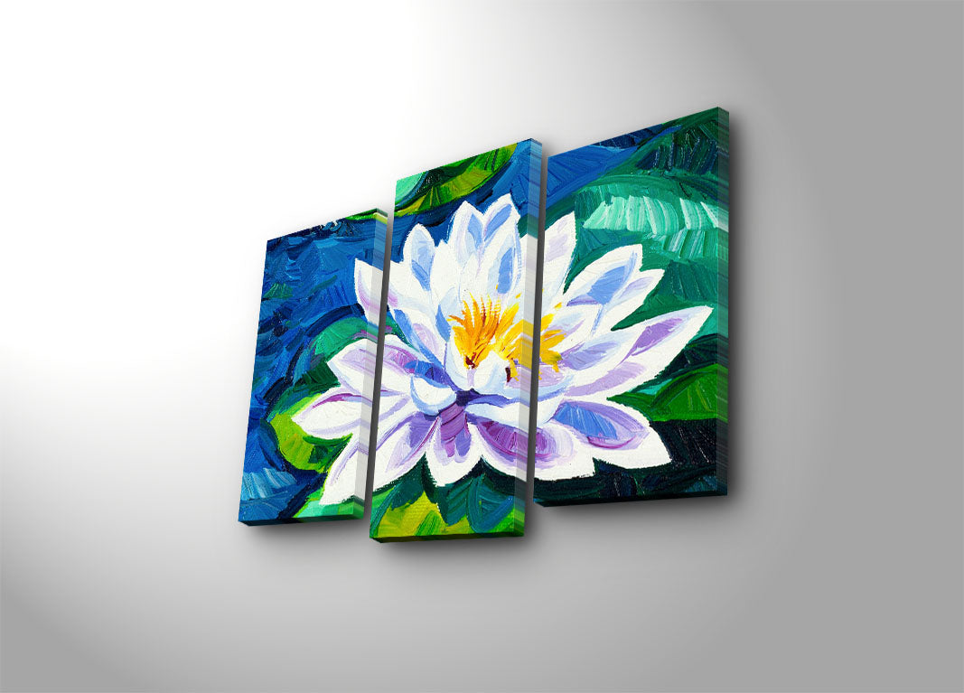 Quadro Decorativo em Tela Multicolor (Conjunto 3 Peças) — 100% Suede, Moldura de Madeira 3 cm, Tamanho Total 45 x 66 cm (Modelo 3PATK-61)