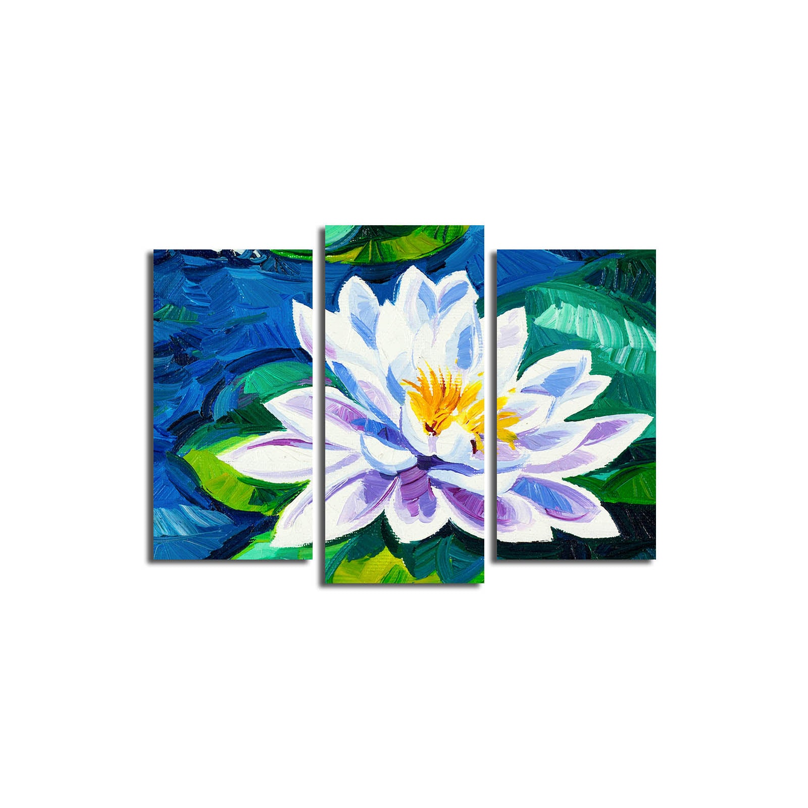 Quadro Decorativo em Tela Multicolor (Conjunto 3 Peças) — 100% Suede, Moldura de Madeira 3 cm, Tamanho Total 45 x 66 cm (Modelo 3PATK-61)