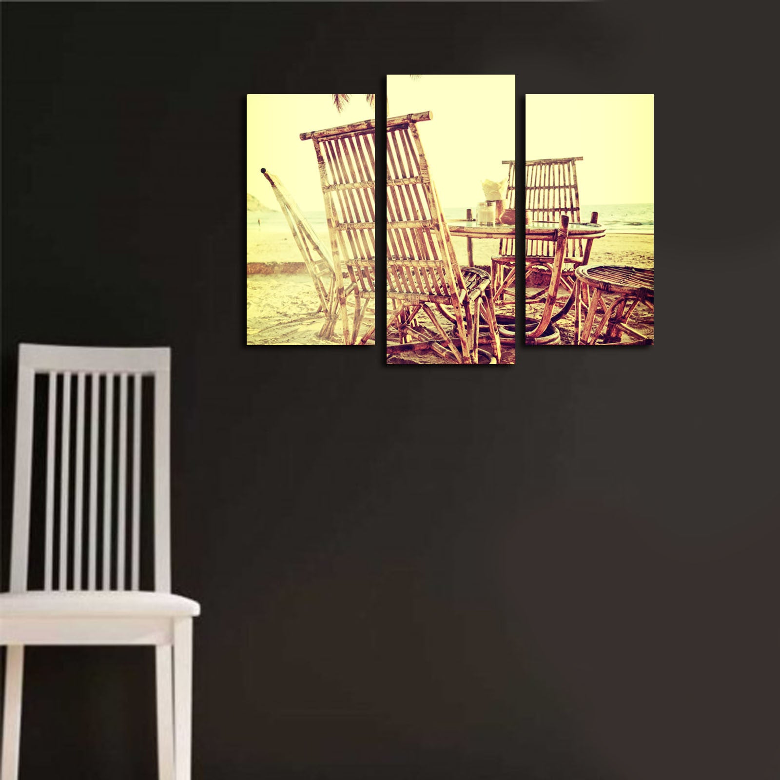 Tela Decorativa em Suede 100% (Canvas) – Conjunto 3 Peças Multicolor com Moldura de Madeira 3 cm, Tamanho Total 45 x 66 cm – 3PATK-62