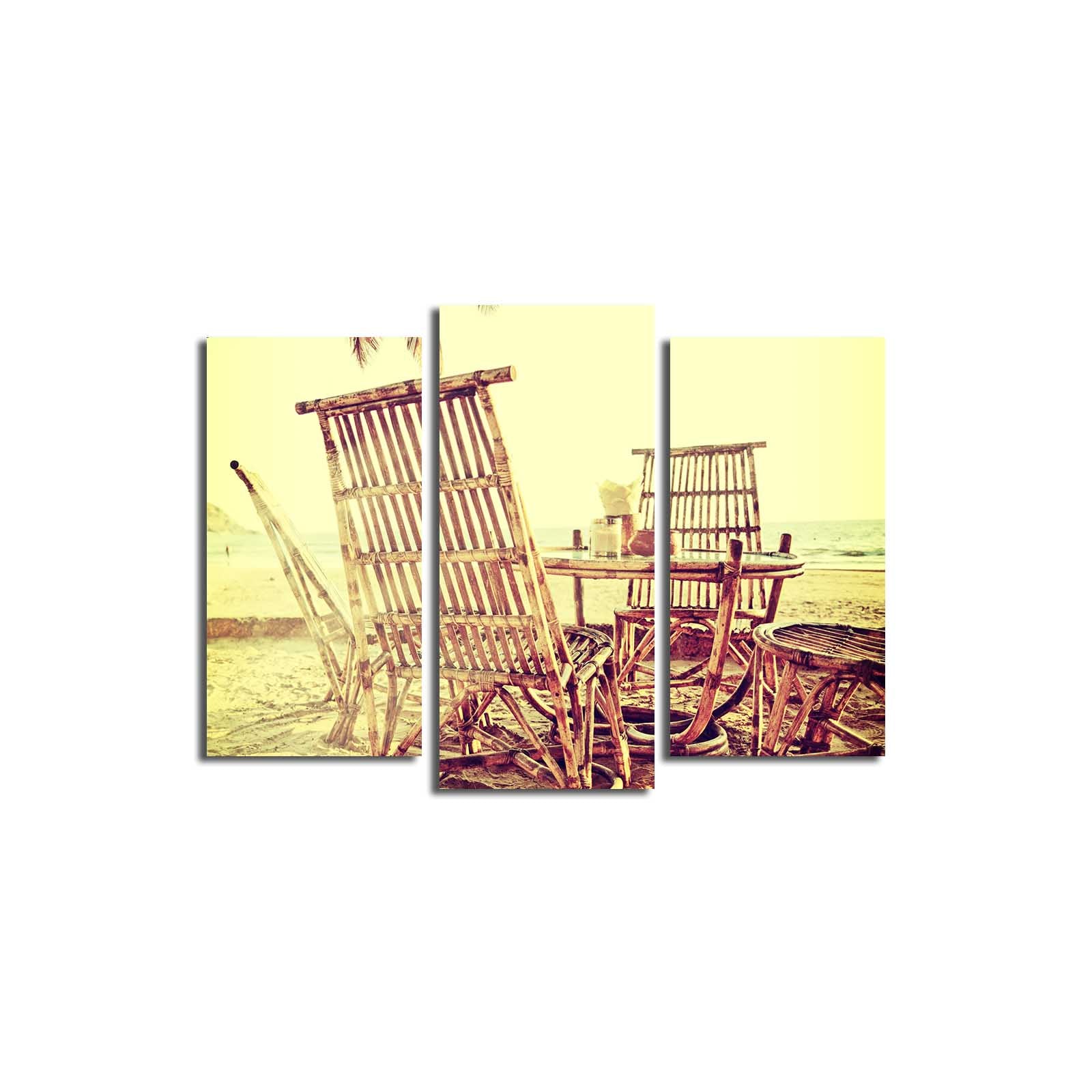 Tela Decorativa em Suede 100% (Canvas) – Conjunto 3 Peças Multicolor com Moldura de Madeira 3 cm, Tamanho Total 45 x 66 cm – 3PATK-62