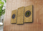 Quadro Decorativo em Tela Suede Multicolor (Conjunto 3 Peças) – 3PATK-63, Moldura de Madeira, 45 x 66 cm