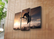 Conjunto de Telas Decorativas (3 Peças) Multicolor – Suede 100%, Moldura em Madeira, 45 x 66 cm