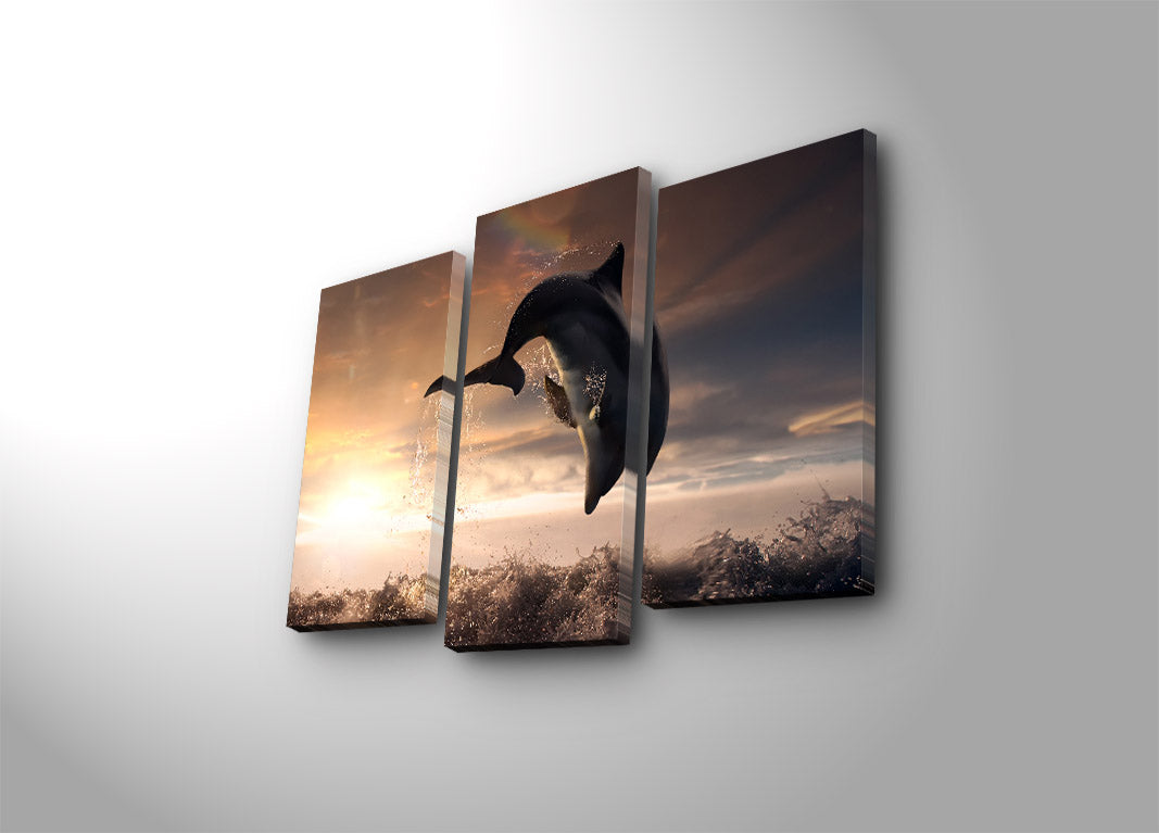 Conjunto de Telas Decorativas (3 Peças) Multicolor – Suede 100%, Moldura em Madeira, 45 x 66 cm