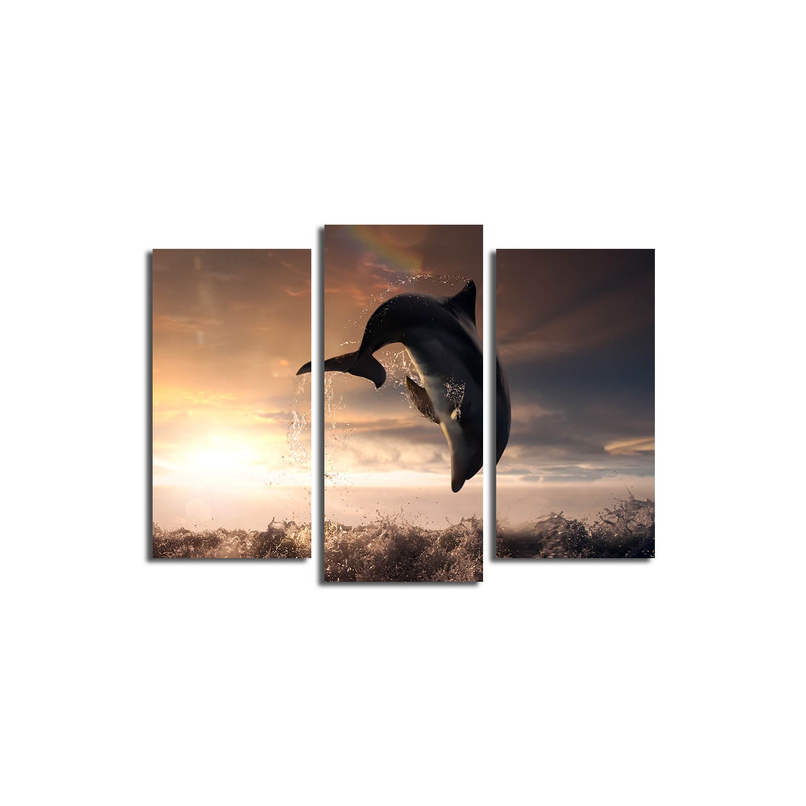 Conjunto de Telas Decorativas (3 Peças) Multicolor – Suede 100%, Moldura em Madeira, 45 x 66 cm