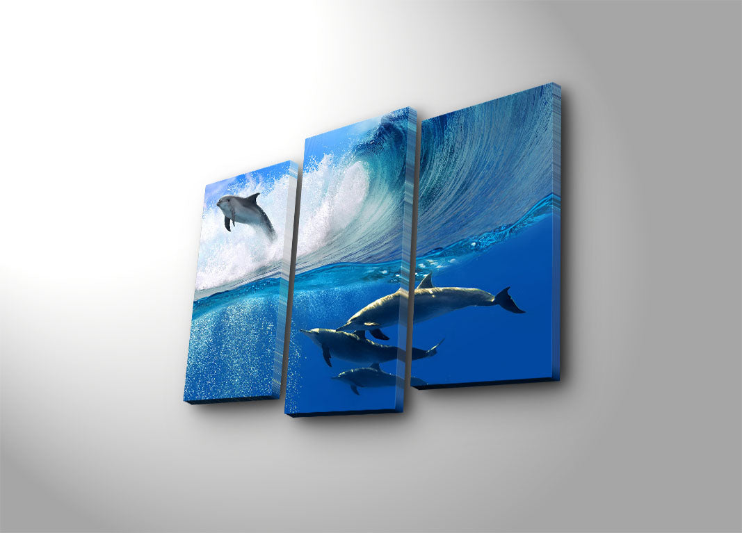 Quadro Decorativo em Tela Multicolor (3 Peças) 45 x 66 cm | Tela de Camurça 100% | Moldura de Madeira 3 cm – 3PATK-65