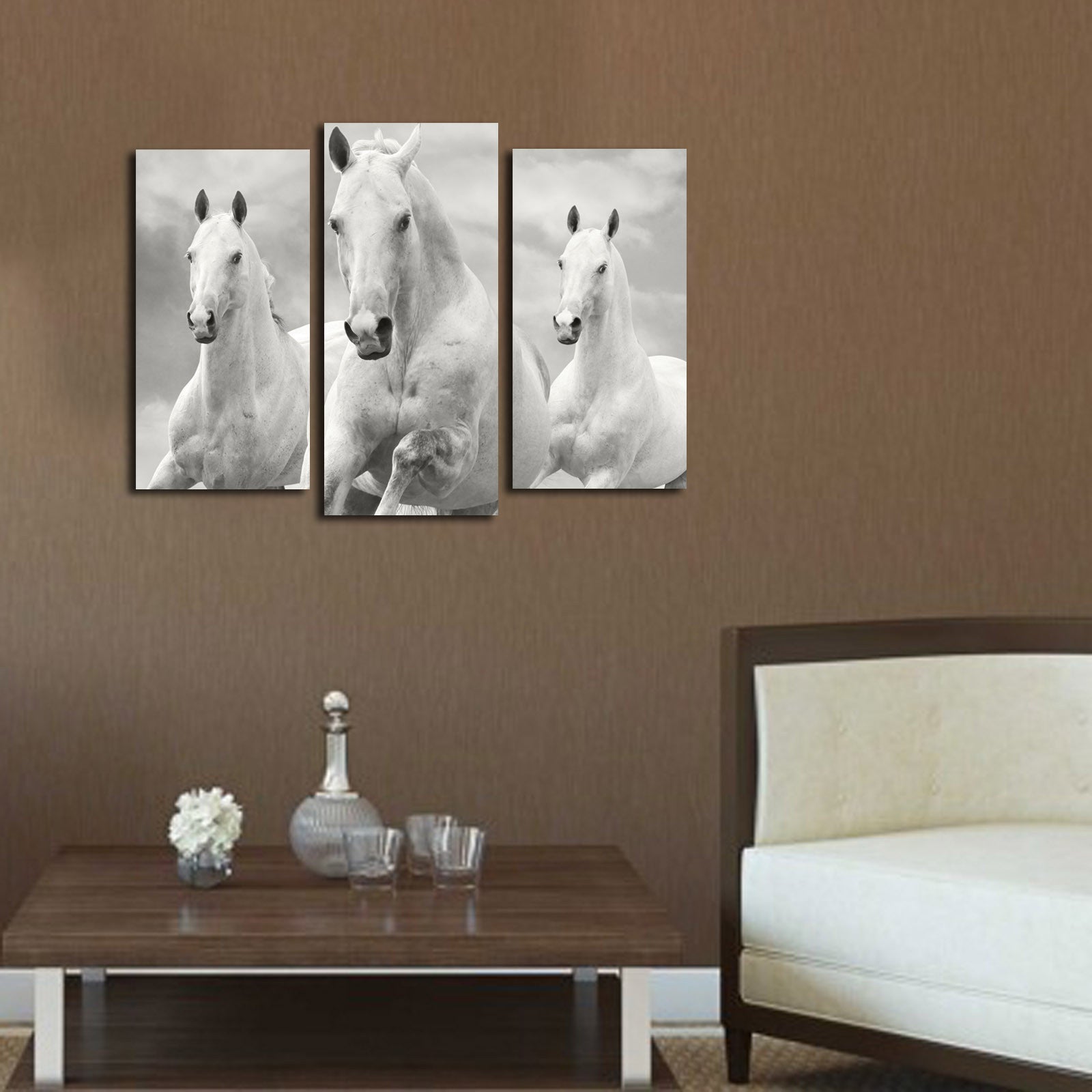 Quadro Decorativo em Tela Suede Multicolor (3 Peças) 3PATK-66 – Moldura de Madeira, 45x66 cm