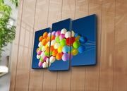 Quadro Decorativo em Tela 3 Peças Multicolor 3PATK-67 — Suede 100% com Moldura de Madeira — 45 x 66 cm