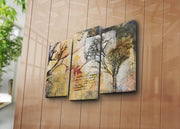 Conjunto de Quadros em Tela (3 Peças) Multicolor – Suede 100% com Moldura de Madeira 3 cm – Tamanho Total 45x66 cm – 3PATK-68