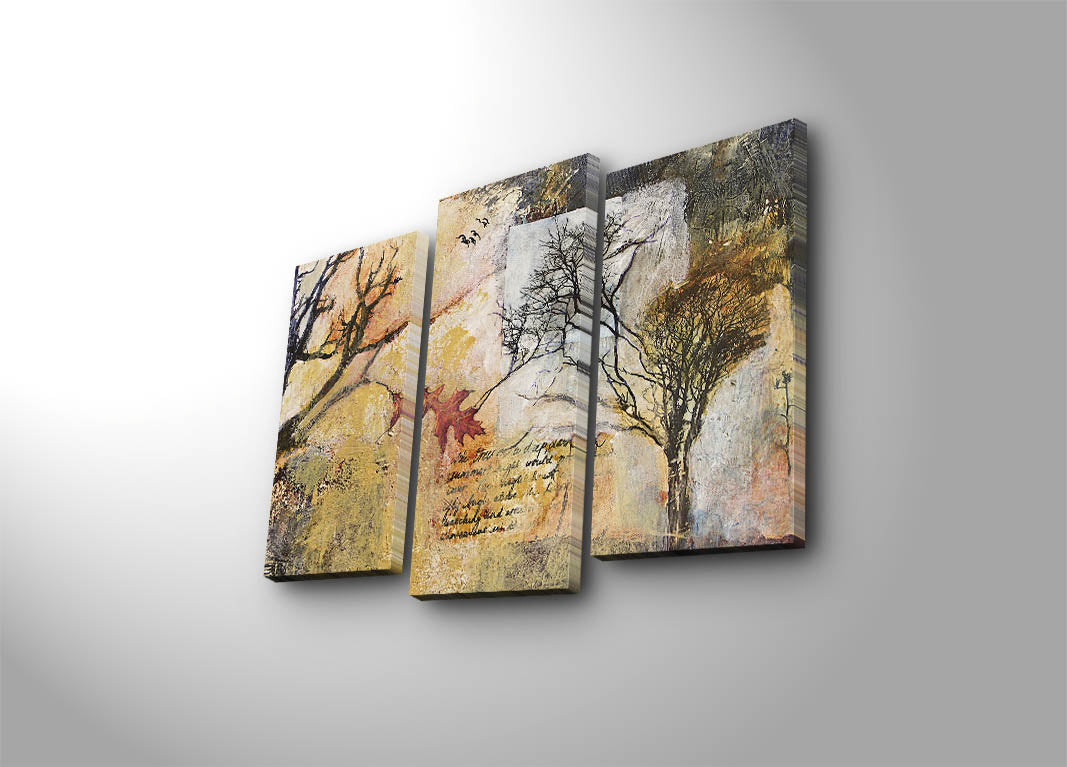 Conjunto de Quadros em Tela (3 Peças) Multicolor – Suede 100% com Moldura de Madeira 3 cm – Tamanho Total 45x66 cm – 3PATK-68