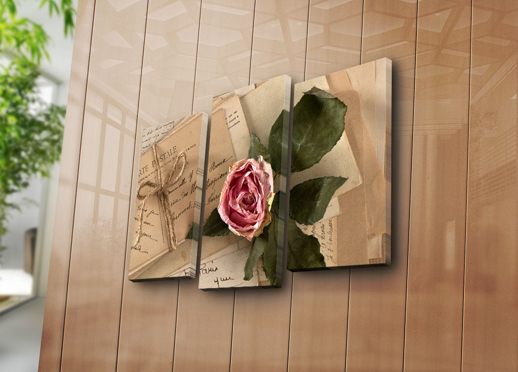 Tríptico Multicolor 3PATK-69 em Tela Suede com Moldura de Madeira – 45 x 66 cm