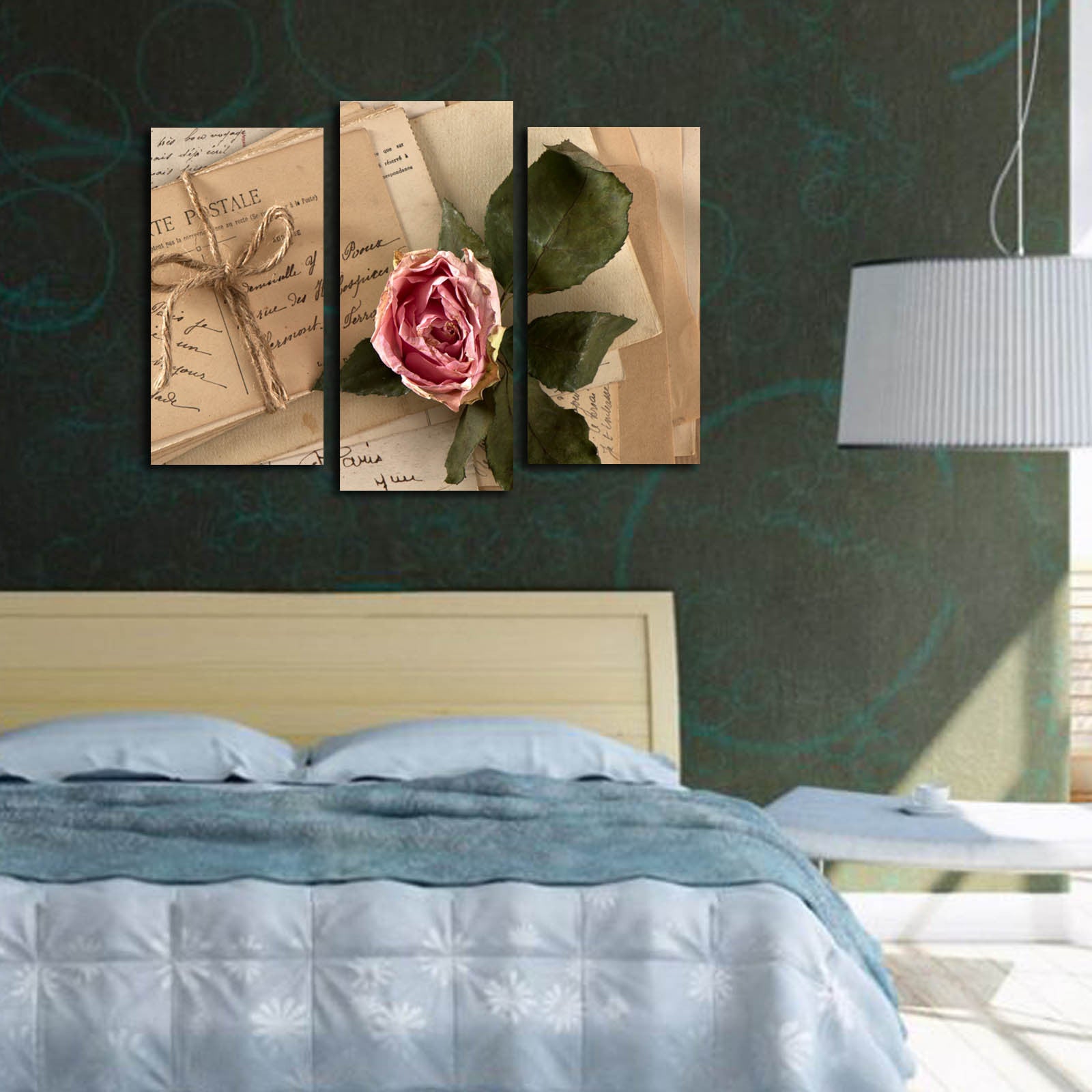 Tríptico Multicolor 3PATK-69 em Tela Suede com Moldura de Madeira – 45 x 66 cm